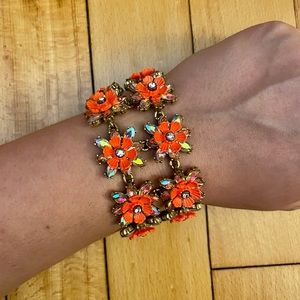 Orange Crystal Flower Bracelet